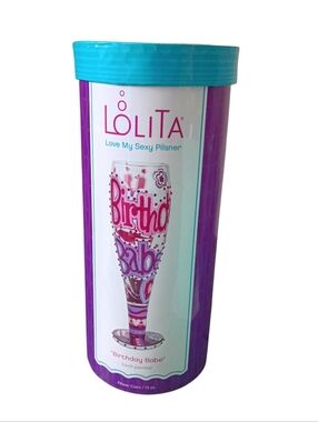 New Lolita Hand Painted “Birthday Babe” Pilsner Beer Glass 22oz  Birthday Cup